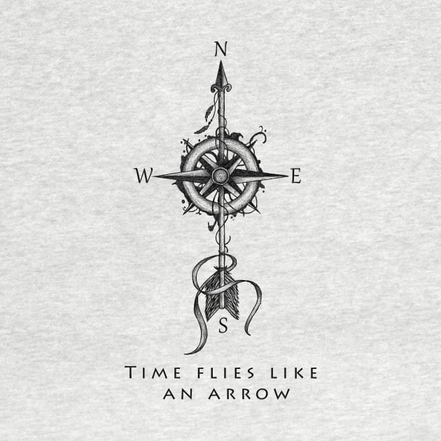 Time flies like an arrow - compass with arrow (tattoo) by beatrizxe